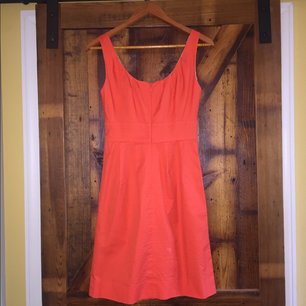 J. Crew Orange Ruched Neck Dress - Picture 3 of 6